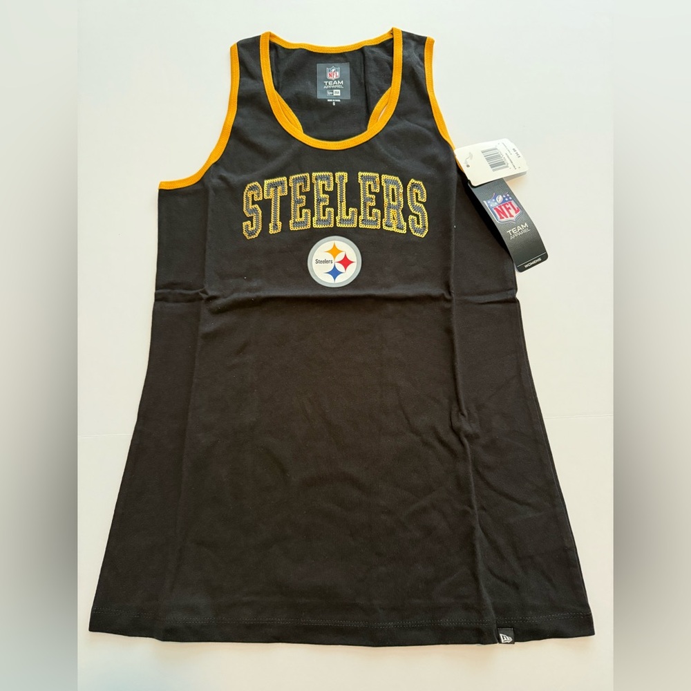 NWT Women’s New Era Black and Gold Steelers Tank, Size Small